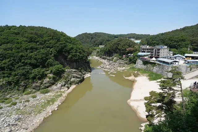 The Hantan River winding past a village